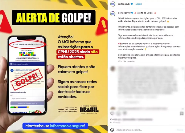 O comunicado, publicado no domingo, 9, esclarece que golpistas estão espalhando informações falsas (Foto: Reprodução/Redes Sociais)